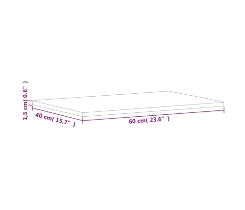 Tablero rectangular de madera maciza de haya 60x40x1,5 cm