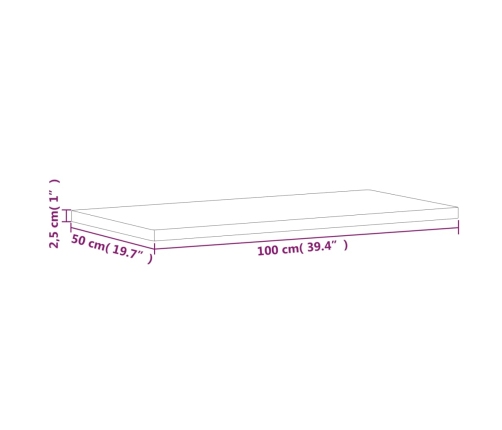 Tablero rectangular de madera maciza de haya 100x50x2,5 cm