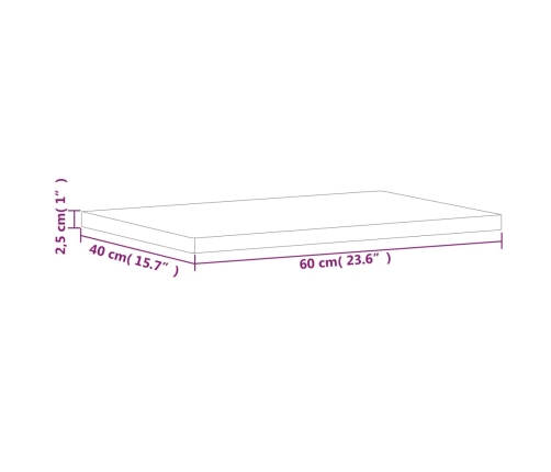 Tablero rectangular de madera maciza de haya 60x40x2,5 cm