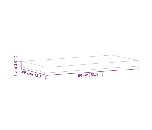 Tablero rectangular de madera maciza de haya 80x40x4 cm