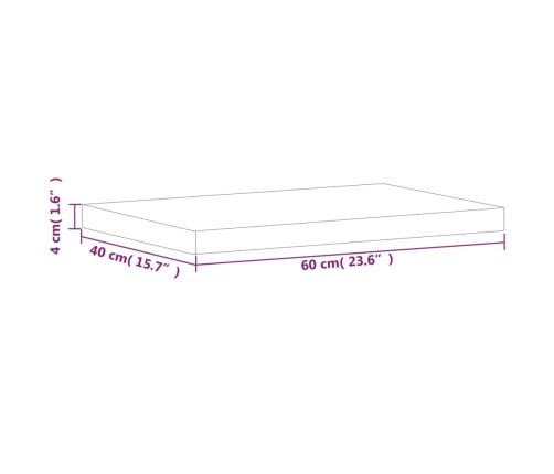 Tablero rectangular de madera maciza de haya 60x40x4 cm