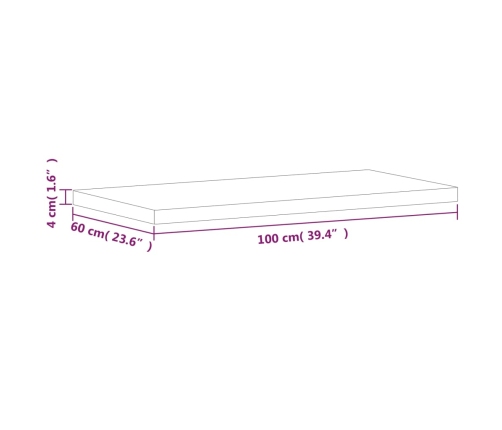 Tablero rectangular de madera maciza de haya 100x60x4 cm