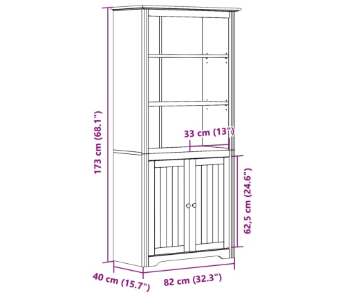 vidaXL Librería BODO madera maciza de pino blanco 82x40x173 cm