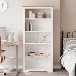 Librería BODO 5 estantes madera maciza pino marrón 82x40x173 cm