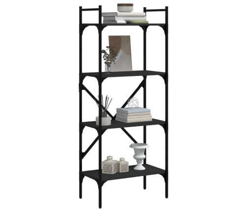 Librería de 4 estantes madera ingeniería negro 56x31,5x138,5 cm