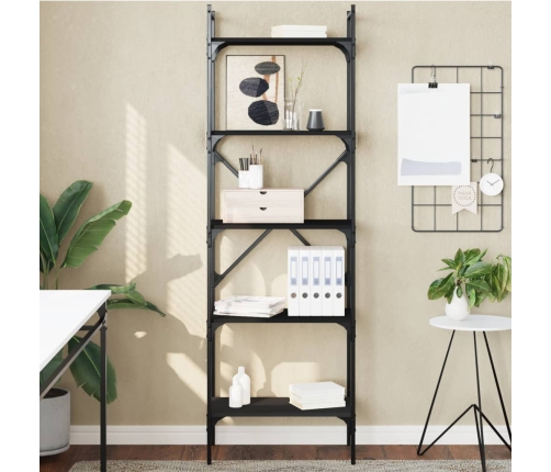 vidaXL Librería de 5 estantes madera de ingeniería negro 56x31,5x174cm