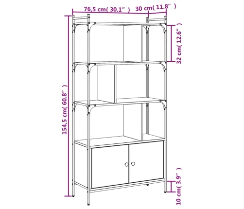 vidaXL Estantería con puertas madera negra 76,5x30x154,5 cm