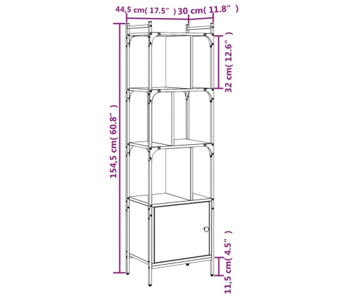 Estantería con puerta madera roble Sonoma 44,5x30x154,5 cm