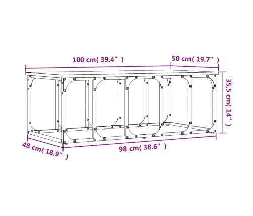 Mesa de centro madera ingeniería roble ahumado 100x50x35,5 cm