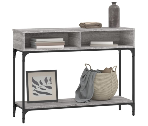 Mesa consola madera de ingeniería gris Sonoma 100x30,5x75 cm