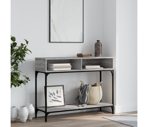 Mesa consola madera de ingeniería gris Sonoma 100x30,5x75 cm