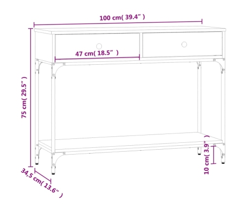 Mesa consola madera de ingeniería roble Sonoma 100x34,5x75 cm