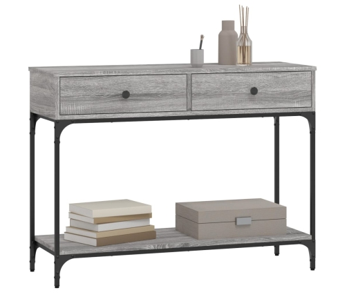 Mesa consola madera de ingeniería gris Sonoma 100x34,5x75 cm