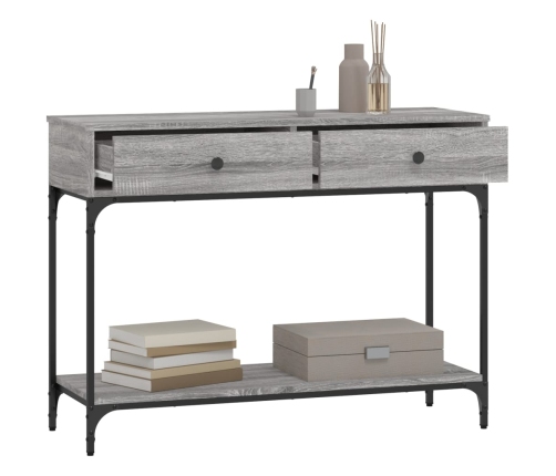 Mesa consola madera de ingeniería gris Sonoma 100x34,5x75 cm