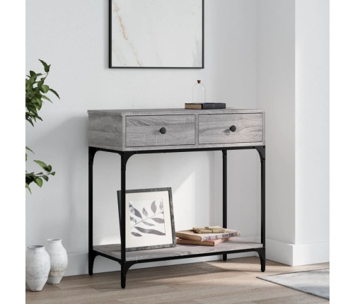 Mesa consola madera de ingeniería gris Sonoma 75x34,5x75 cm