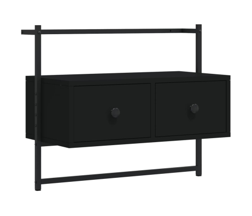 vidaXL Mueble de TV de pared madera ingeniería negro 60,5x30x51 cm