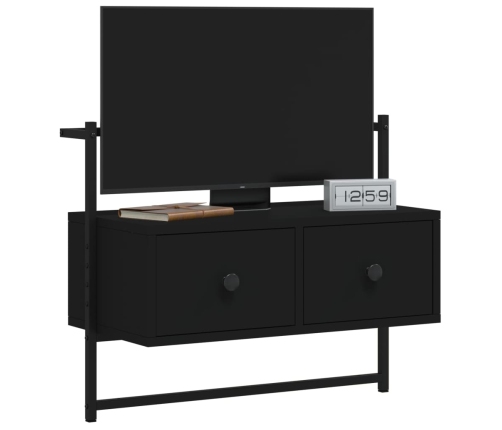 vidaXL Mueble de TV de pared madera ingeniería negro 60,5x30x51 cm