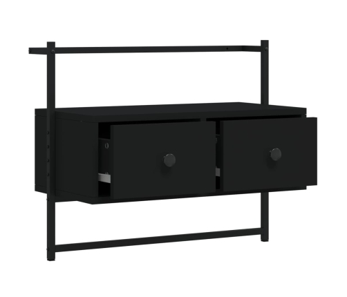 vidaXL Mueble de TV de pared madera ingeniería negro 60,5x30x51 cm