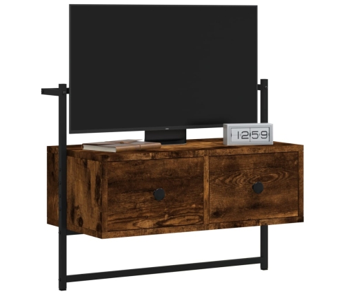 Mueble de TV de pared roble ahumado 60,5x30x51 cm