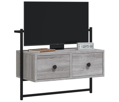 Mueble TV de pared madera ingeniería gris Sonoma 60,5x30x51 cm