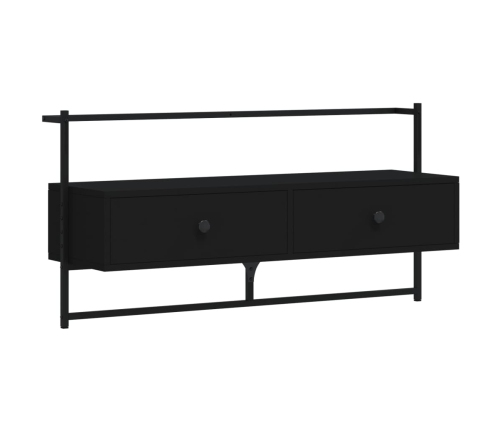 vidaXL Mueble de TV de pared madera ingeniería negro 100,5x30x51 cm