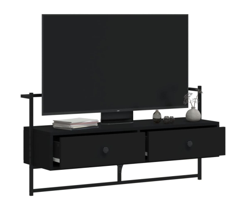 vidaXL Mueble de TV de pared madera ingeniería negro 100,5x30x51 cm