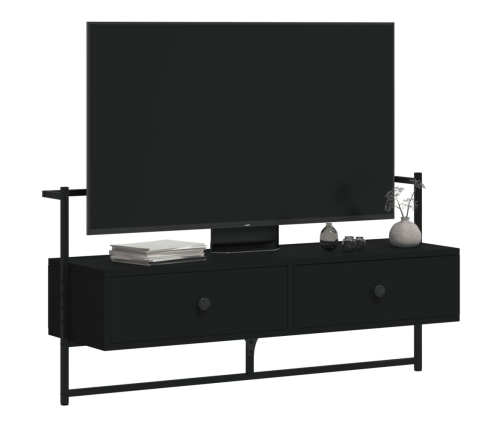 vidaXL Mueble de TV de pared madera ingeniería negro 100,5x30x51 cm