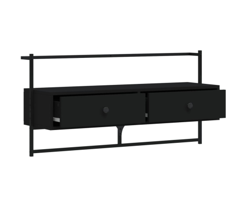 vidaXL Mueble de TV de pared madera ingeniería negro 100,5x30x51 cm