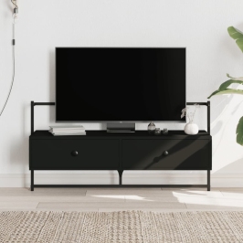 Mueble de TV de pared madera ingeniería negro 100,5x30x51 cm