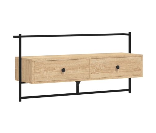 Mueble TV de pared madera ingeniería roble Sonoma 100,5x30x51cm