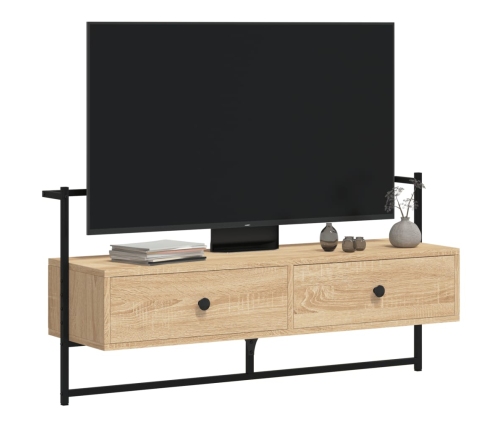 Mueble TV de pared madera ingeniería roble Sonoma 100,5x30x51cm