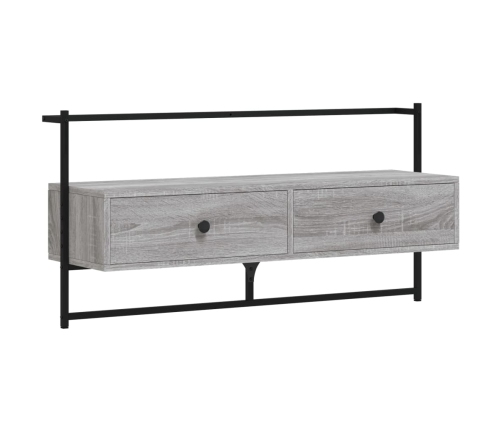 Mueble TV de pared madera ingeniería gris Sonoma 100,5x30x51 cm