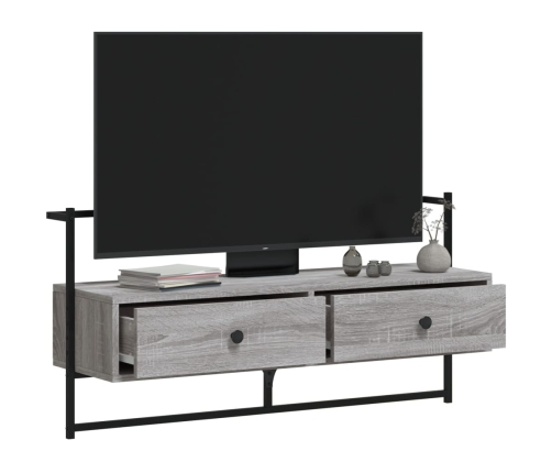 Mueble TV de pared madera ingeniería gris Sonoma 100,5x30x51 cm