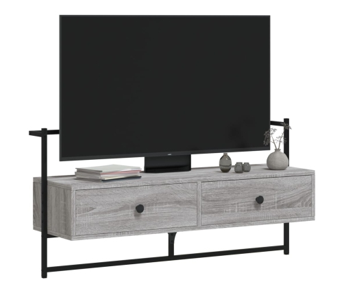 Mueble TV de pared madera ingeniería gris Sonoma 100,5x30x51 cm