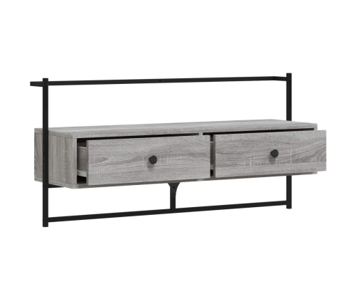 Mueble TV de pared madera ingeniería gris Sonoma 100,5x30x51 cm