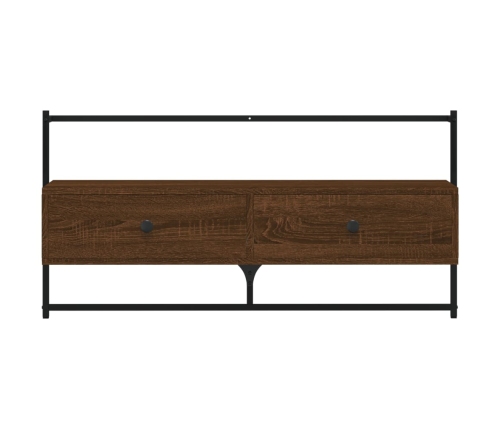 Mueble TV de pared madera ingeniería marrón roble 100,5x30x51cm