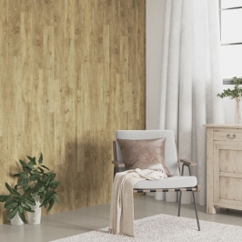 Paneles de pared con aspecto de madera PVC marrón 4,12 m²