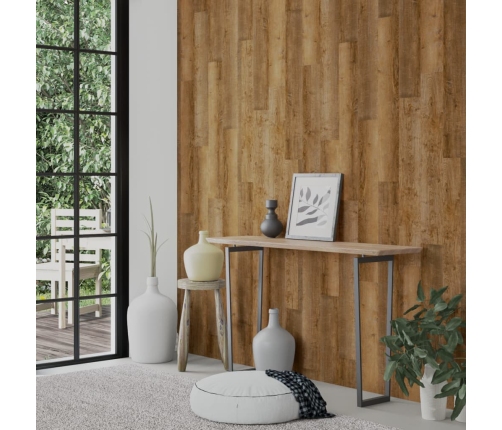 Paneles de pared con aspecto de madera PVC marrón 4,12 m²