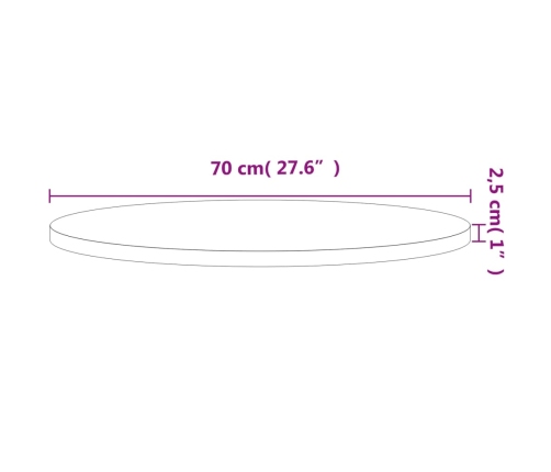 Tablero redondo de madera maciza de haya Ø70x2,5 cm