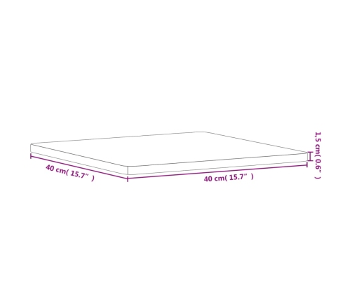 Tablero de mesa cuadrado de madera maciza de haya 40x40x1,5 cm