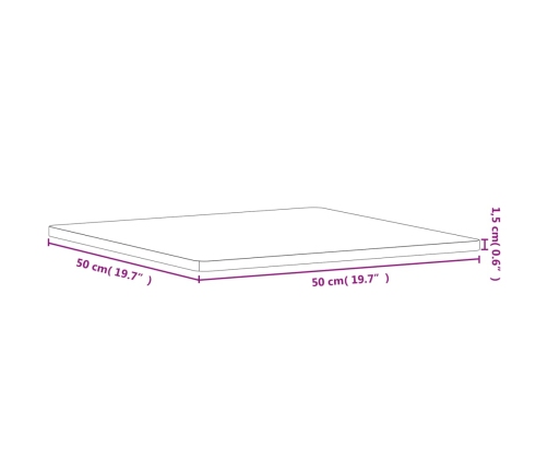 Tablero de mesa cuadrado de madera maciza de haya 50x50x1,5 cm