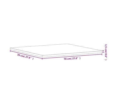 Tablero de mesa cuadrado de madera maciza de haya 70x70x1,5 cm