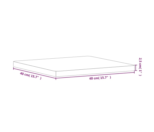 Tablero de mesa cuadrado de madera maciza de haya 40x40x2,5 cm