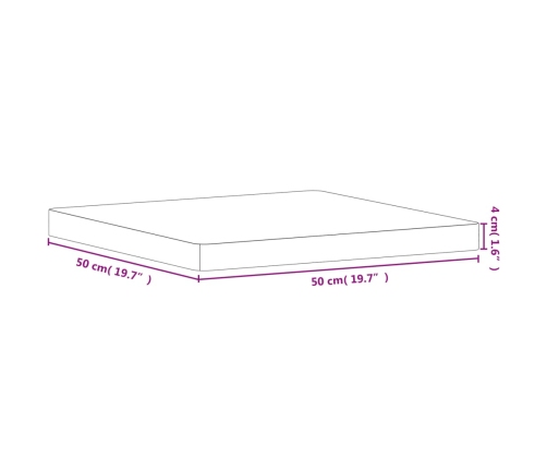 Tablero de mesa cuadrado de madera maciza de haya 50x50x4 cm