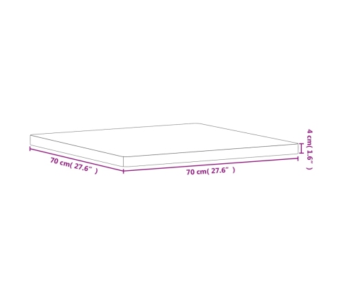 Tablero de mesa cuadrado de madera maciza de haya 70x70x4 cm