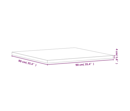 Tablero de mesa cuadrado de madera maciza de haya 90x90x4 cm