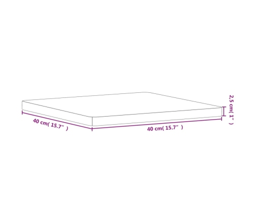 Tablero de mesa cuadrado de madera maciza de haya 40x40x2,5 cm