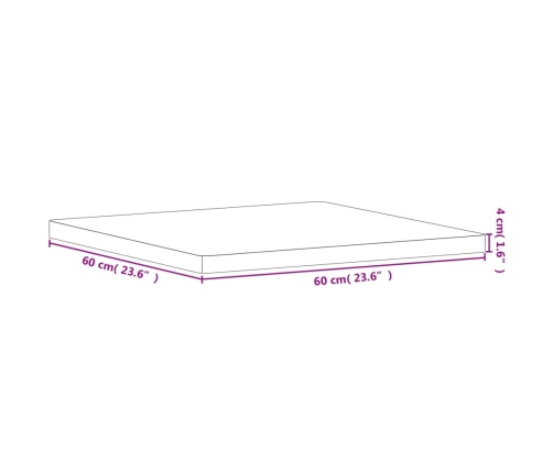 Tablero de mesa cuadrado de madera maciza de haya 60x60x4 cm