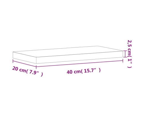 Estante de pared madera maciza de haya 40x20x2,5 cm