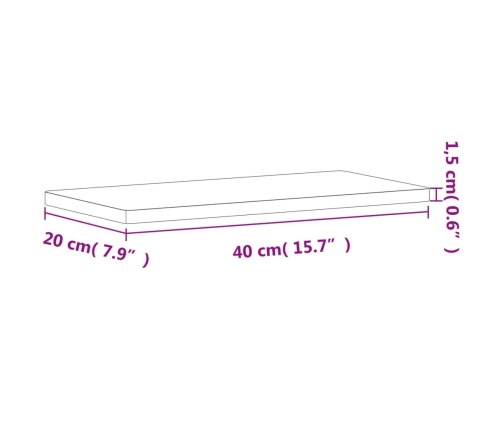 Estante de pared madera maciza de haya 40x20x1,5 cm